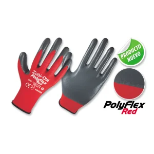 GUANTES POLYFLEX RED T-8 POLIÉSTER RECUBIERTOS EN NITRILO ZUBI-OLA 11921112 T-8 / 11921113 T-9