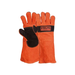 GUANTE SOLDADOR NARANJA-NEGRO KEVLAR REFORZADO STEELPRO 300850670008