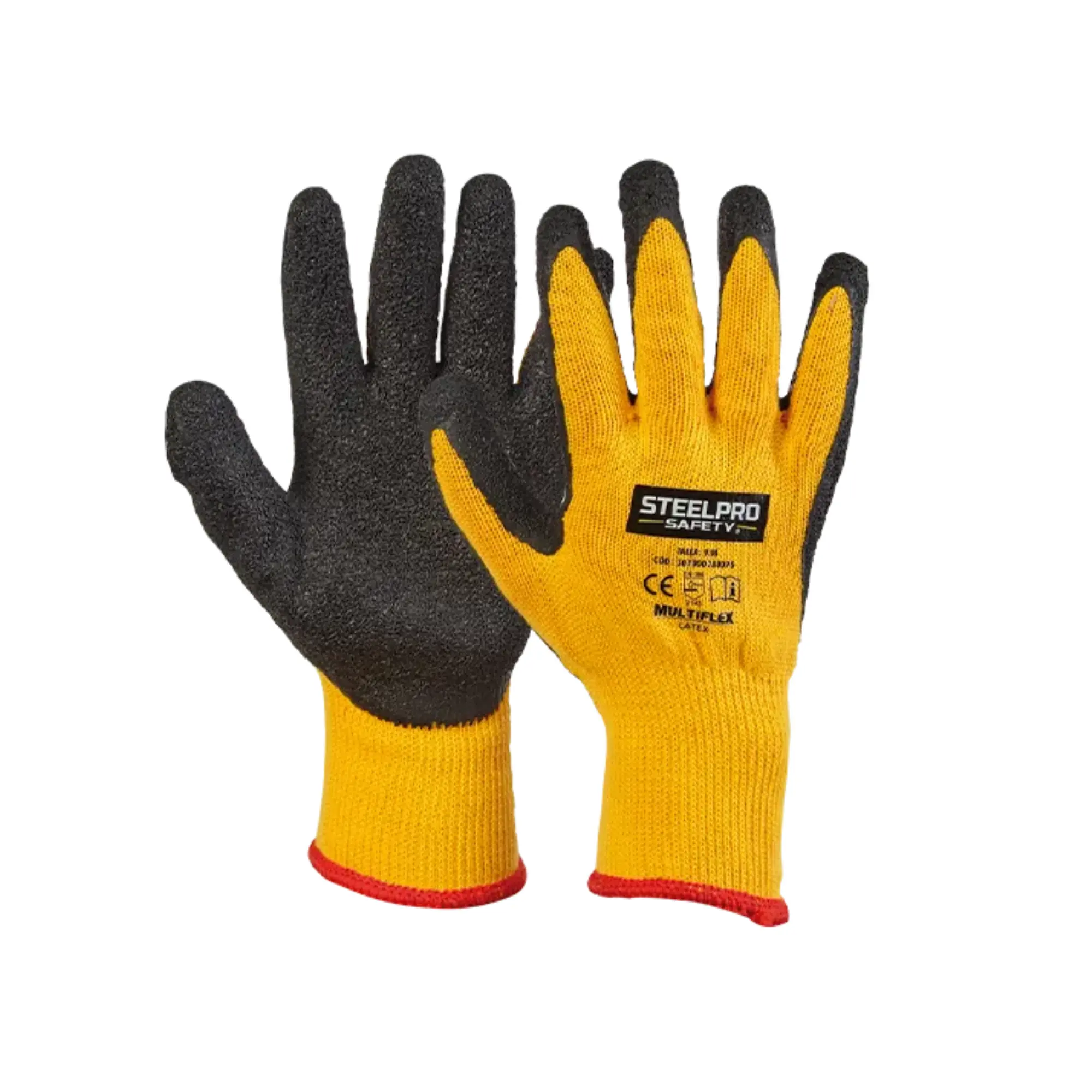 GUANTE MULTIFLEX LATEX AMARILLO STEELPRO 501186 XS - 501185 S - 301000780075 M - 301000780052 L - 301000780076 XL.