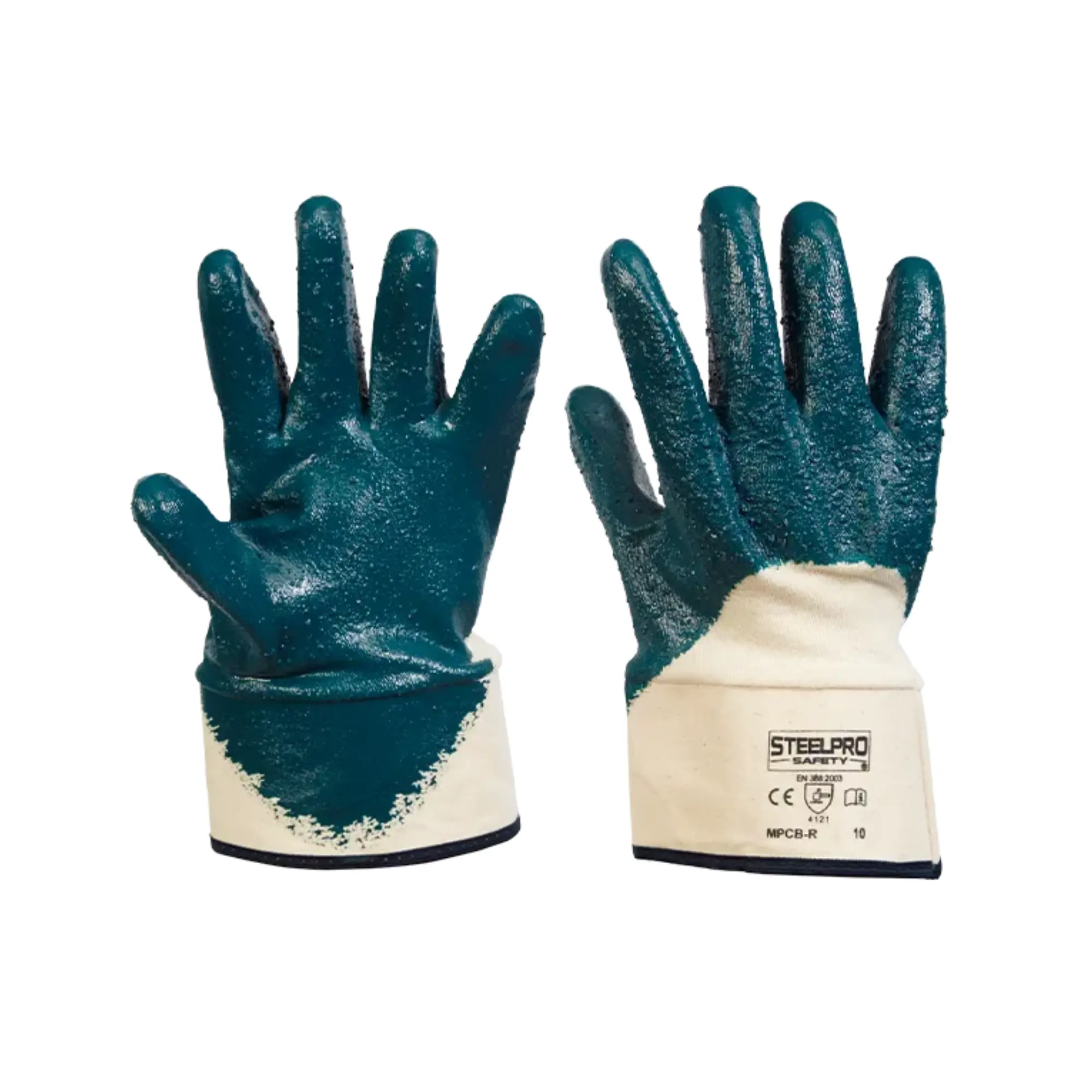 GUANTE NITRILSAFE RUGOSO PUÑO ABIERTO STEELPRO T-10 500501, T-9 500502