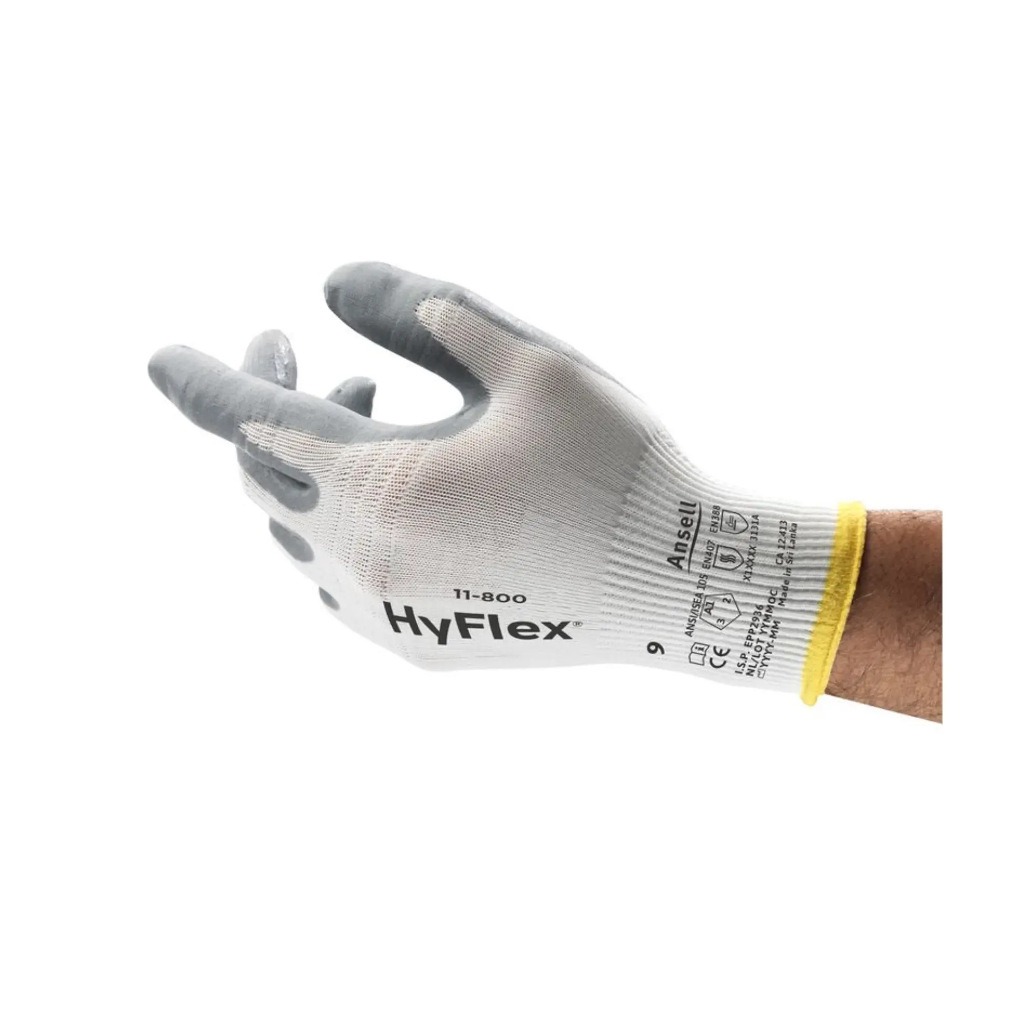 GUANTES HYFLEX FOAM BLANCO/GRIS ANSELL 11800-7 / 11800-8 / 11800-9 / 11800-10
